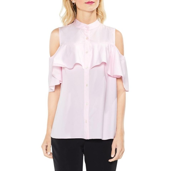 Vince Camuto Tops - NWT Vince Camuto Ruffle Yoke Cold Shoulder Blouse